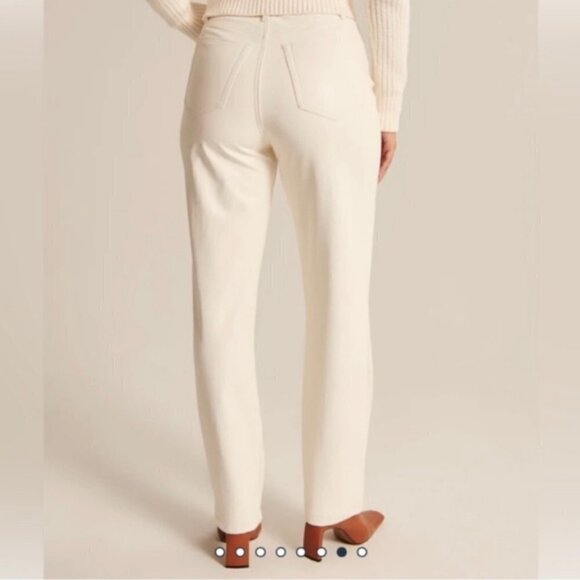 Abercrombie & Fitch The 90s Straight Ultra High Rise Faux Leather White 24S - Picture 2 of 6